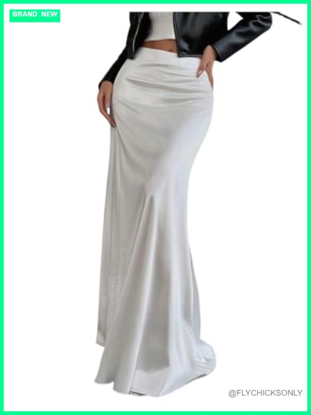Flowy Ruffle Hem Silky Satin Maxi Skirt